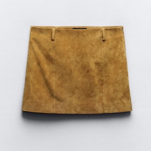Zara Dresses & Skirts - Zara | NWT Tan Camel Brown Suede Leather Mini Skirt